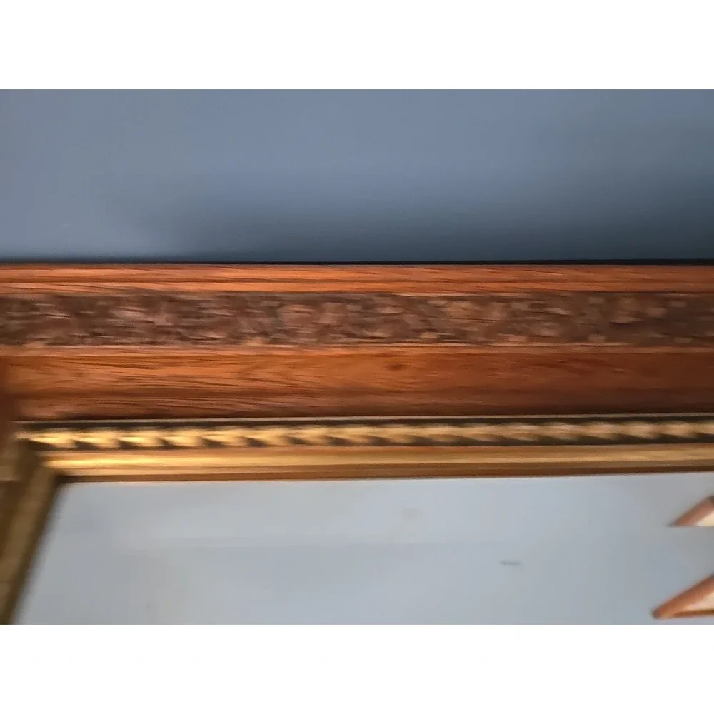 Antique Walnut Deep Ornate Frame Wall Mirror Gilded Interior Patina Age Desilver